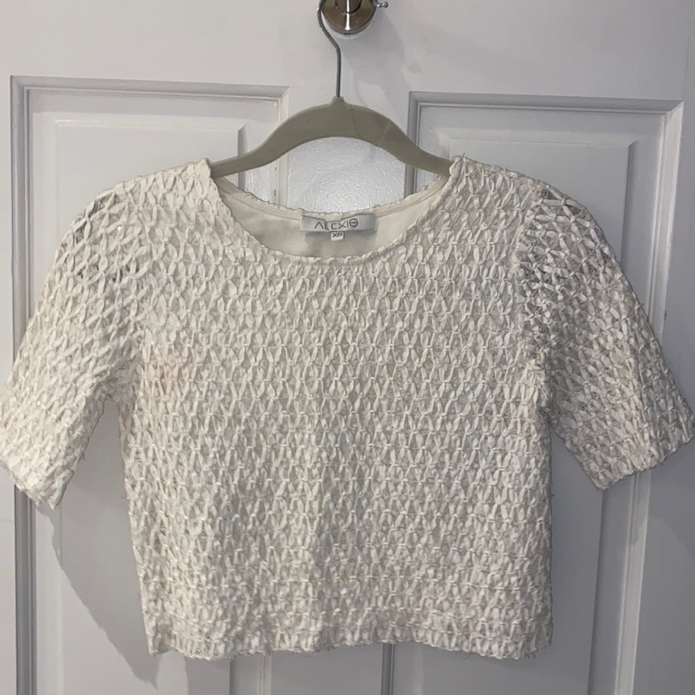 White sequins Alexis crop top